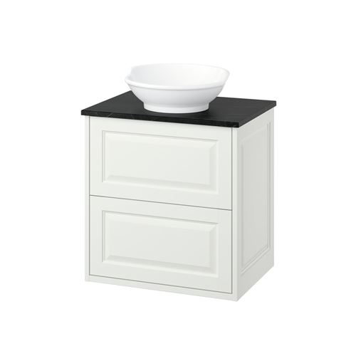 IKEA - TANNFORSEN/TOLKEN/VASTERSJÖN, wash-basin and cabinet, white-black marble appearance, 62x49x79 cm