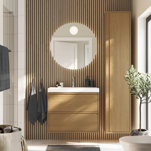 IKEA - ANGSJÖN/BACKSJÖN, lavabo dolabı kombinasyonu, meşe görünümlü, 80x48x69 cm