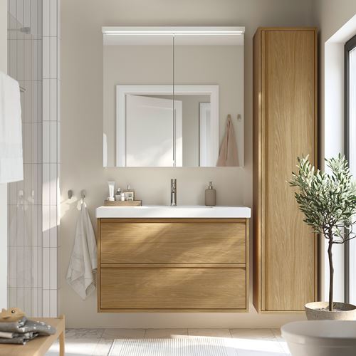 IKEA - ANGSJÖN/ORRSJÖN, wash-basin and cabinet, oak effect, 102x49x69 cm