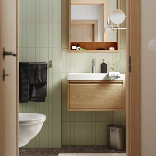 IKEA - ANGSJÖN/BACKSJÖN, wash-basin and cabinet, oak effect, 60x48x39 cm