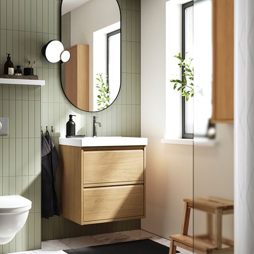 IKEA - ANGSJÖN/ORRSJÖN, wash-basin and cabinet, oak effect, 62x49x69 cm