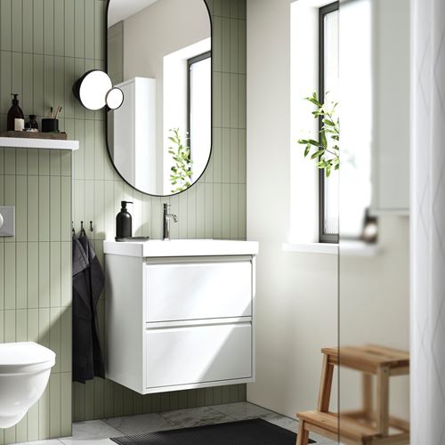 IKEA - ANGSJÖN/ORRSJÖN, wash-basin and cabinet, high gloss white, 62x49x69 cm