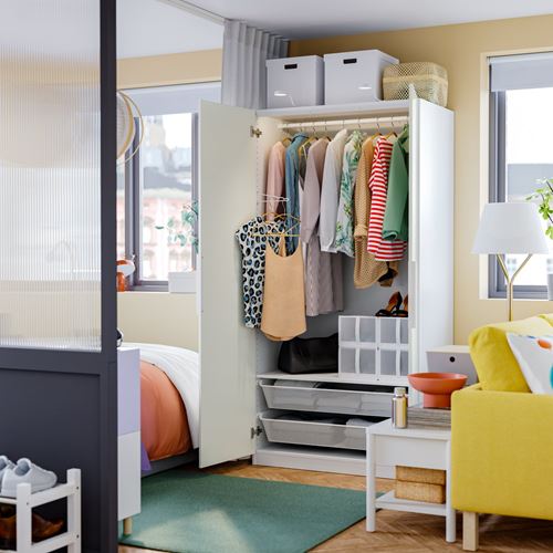 IKEA - PAX/FARDAL, PAX wardrobe, white/high-gloss white, 100x60x201 cm