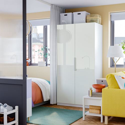 IKEA - PAX/FARDAL, PAX wardrobe, white/high-gloss white, 100x60x201 cm