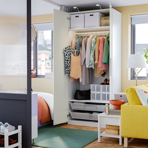 IKEA - PAX/FARDAL, PAX wardrobe, white/high-gloss white, 100x60x236 cm