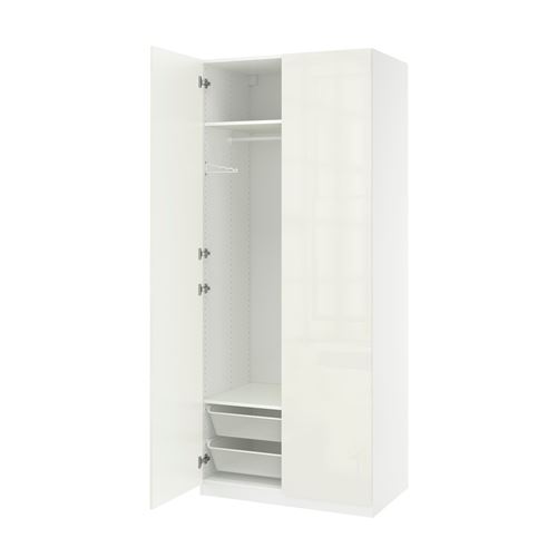 IKEA - PAX/FARDAL, PAX wardrobe, white/high-gloss white, 100x60x236 cm