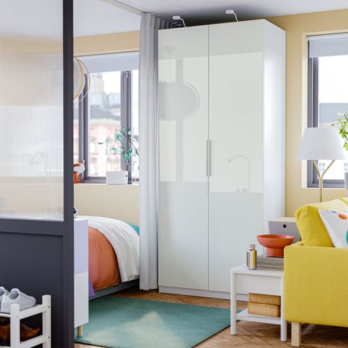 IKEA - PAX/FARDAL, PAX wardrobe, white/high-gloss white, 100x60x236 cm