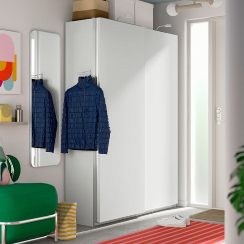 IKEA - PAX/HASVIK, PAX sürgü kapaklı gardırop, beyaz-beyaz, 150x43x201 cm