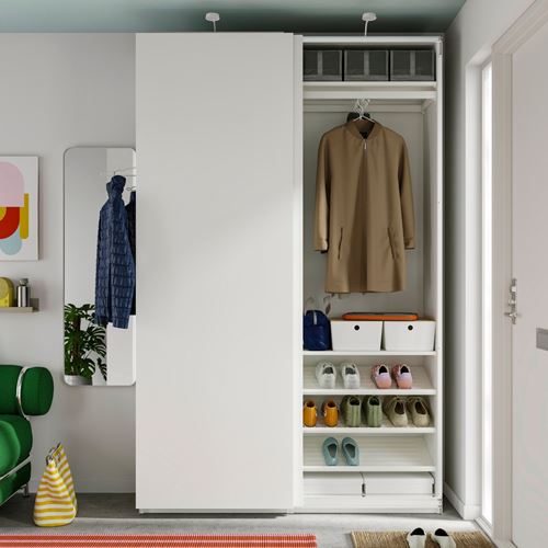 IKEA - PAX/HASVIK, PAX sliding door wardrobe, white/white, 150x43x236 cm