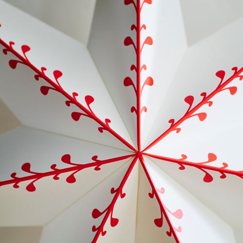 IKEA - STRALA, abajur başlığı, beyaz-kırmızı, 70 cm