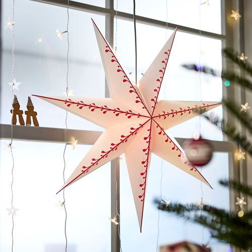 IKEA - STRALA, abajur başlığı, beyaz-kırmızı, 70 cm