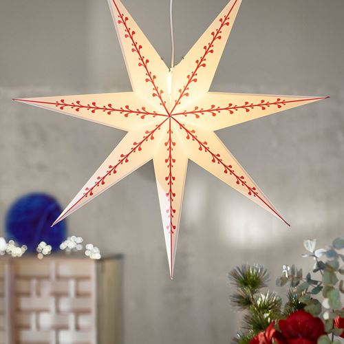 IKEA - STRALA, abajur başlığı, beyaz-kırmızı, 90 cm