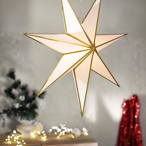 IKEA - STRALA, abajur başlığı, beyaz-altın rengi, 70 cm