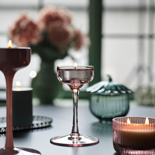 IKEA - BLOMSTER, candle holder, pale pink, 17 cm
