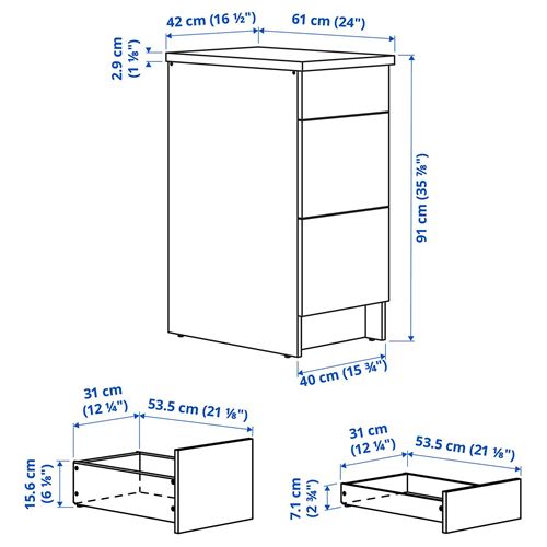 IKEA - KNOXHULT, base cabinet with drawers, dark grey, 40 cm