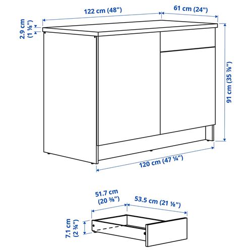 IKEA - KNOXHULT, base cabinet with drawer and door, dark grey, 120 cm