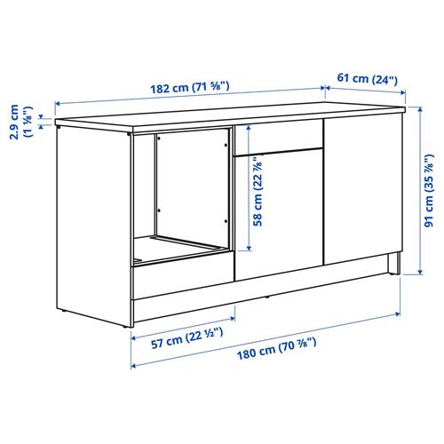 IKEA - KNOXHULT, base cabinet with drawer and door, dark grey, 180 cm