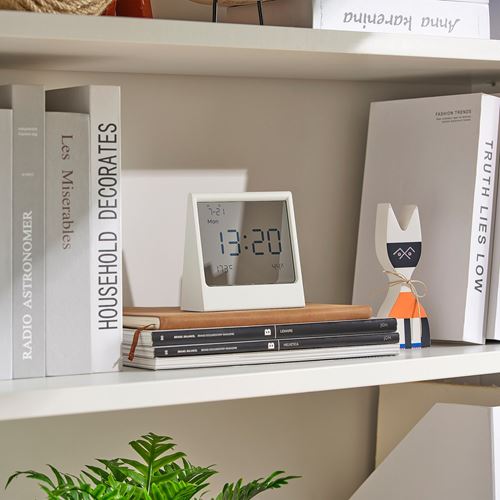 IKEA - RODBENA, functional clock, white, 10x11x5 cm