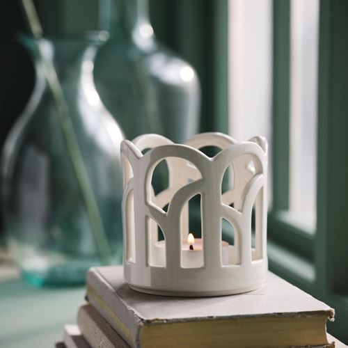 IKEA - SNÖSISKA, candle holder, off white, 11 cm