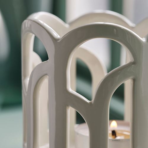 IKEA - SNÖSISKA, candle holder, off white, 11 cm