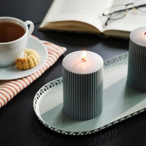 IKEA - SNÖSISKA, block candle, dark grey-green, 30 hr