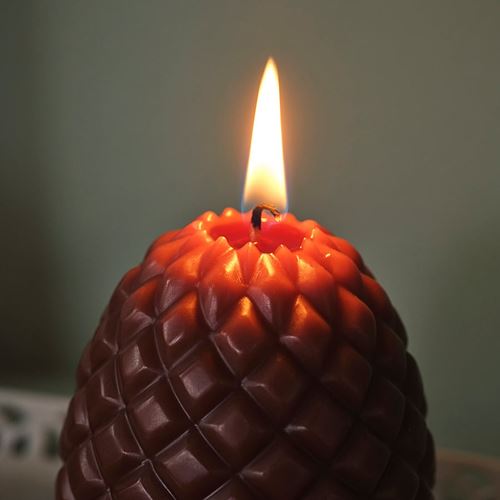 IKEA - SNÖSISKA, block candle, brown, 17 hr