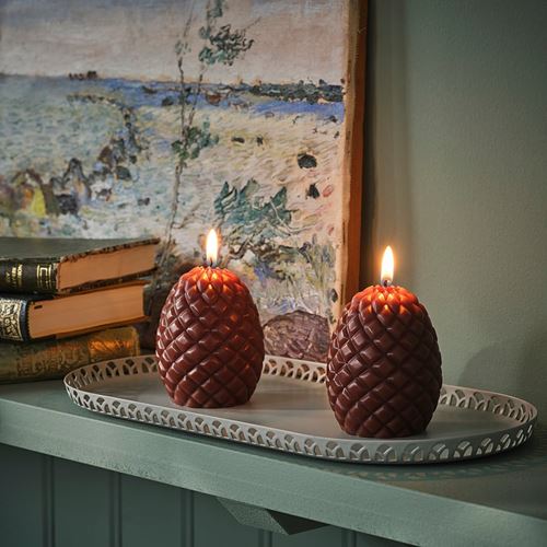 IKEA - SNÖSISKA, candle dish, pale grey-green, 31x15 cm