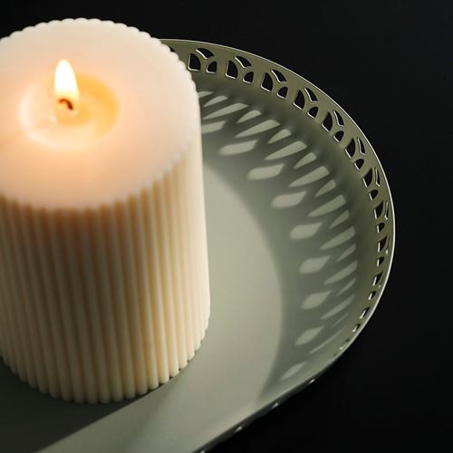 IKEA - SNÖSISKA, candle dish, pale grey-green, 31x15 cm