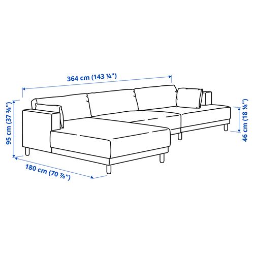 IKEA - UPPAKRA, 4,5-seat sofa and chaise longue, Axvall dark grey-blue