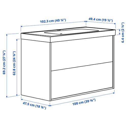IKEA - ANGSJÖN/ORRSJÖN, wash-basin and cabinet, oak effect, 102x49x69 cm