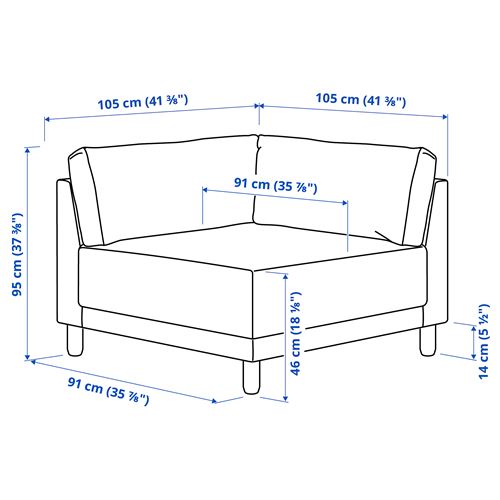 IKEA - UPPAKRA, köşe koltuk, Johanneshov kahverengi-bej