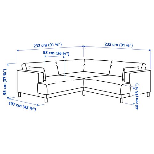 IKEA - UPPAKRA, 3-seat corner sofa, Axvall off-white