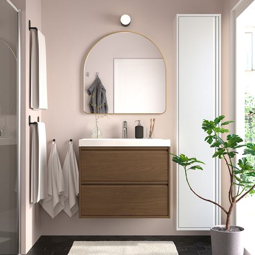 IKEA - LINDBYN, wall mirror, golden colour, 80x80 cm