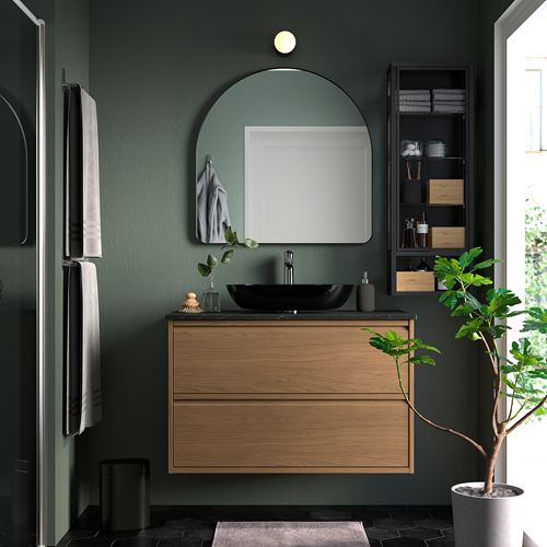 IKEA - LINDBYN, wall mirror, black, 80x80 cm