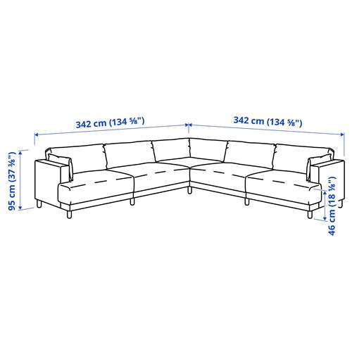 IKEA - UPPAKRA, 6'lı köşe kanepe, Johanneshov kahverengi-bej