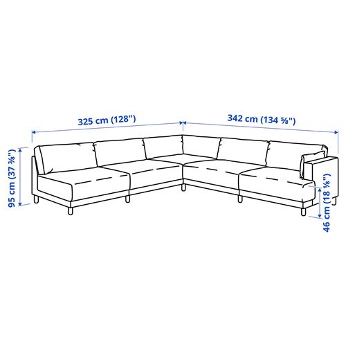 IKEA - UPPAKRA, 6'lı köşe kanepe, Axvall koyu gri-mavi