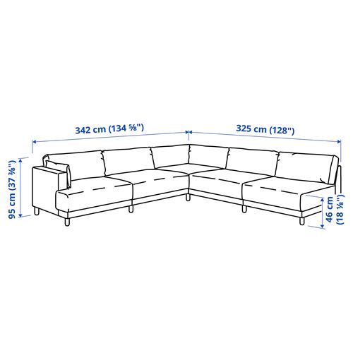 IKEA - UPPAKRA, 6'lı köşe kanepe, Johanneshov kahverengi-bej