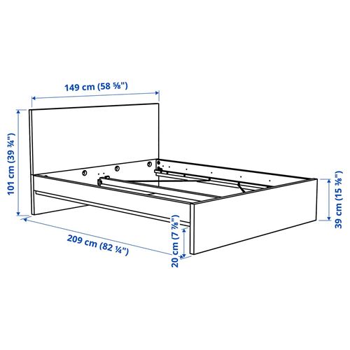IKEA - STORKLINTA, double bed, oak effect, 140x200 cm