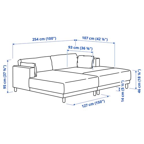 IKEA - UPPAKRA, 3-seat sofa with chaise longue, Axvall off-white