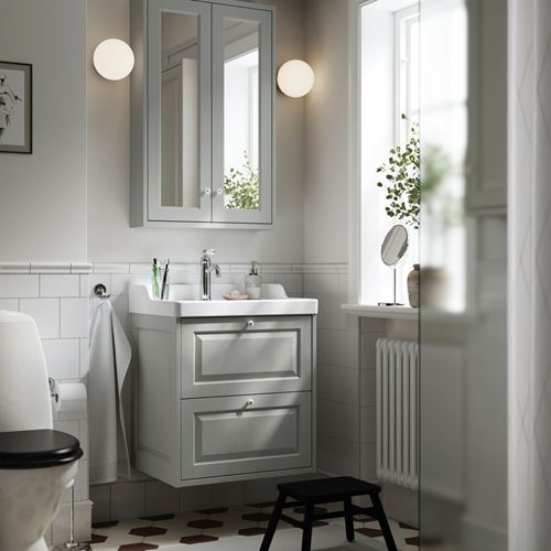IKEA - TANNFORSEN/RUTSJÖN, wash-basin and cabinet, light grey, 62x49x74 cm