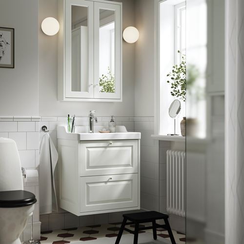 IKEA - TANNFORSEN/RUTSJÖN, wash-basin and cabinet, white, 62x49x74 cm