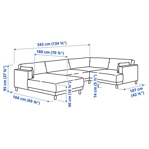 IKEA - UPPAKRA, 4.5-seater corner sofa with chaise lounge, Axvall off-white