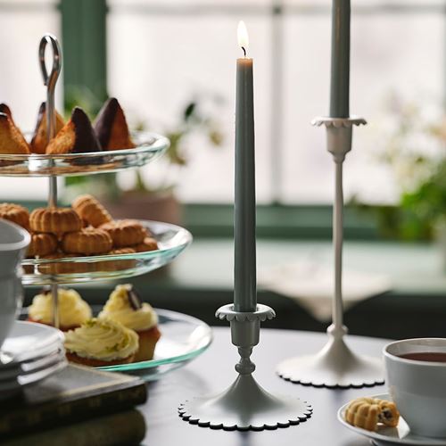 IKEA - SNÖSISKA, candlestick, pale grey-green, 9 cm