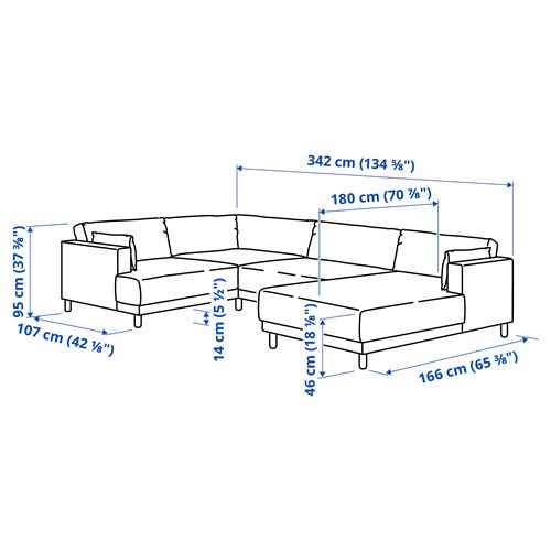 IKEA - UPPAKRA, 4.5-seater corner sofa with chaise lounge, Axvall off-white