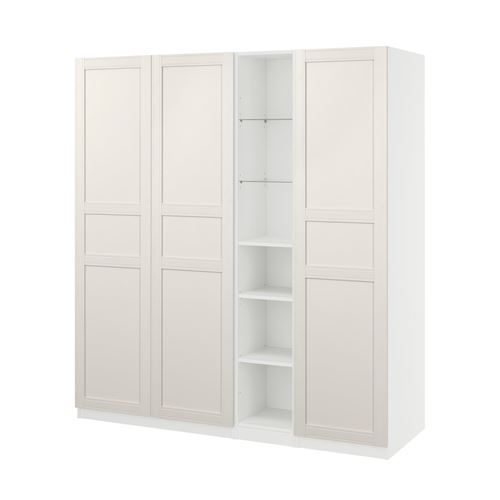 IKEA - PAX/FLISBERGET, PAX wardrobe, white-off white, 185x60x201 cm