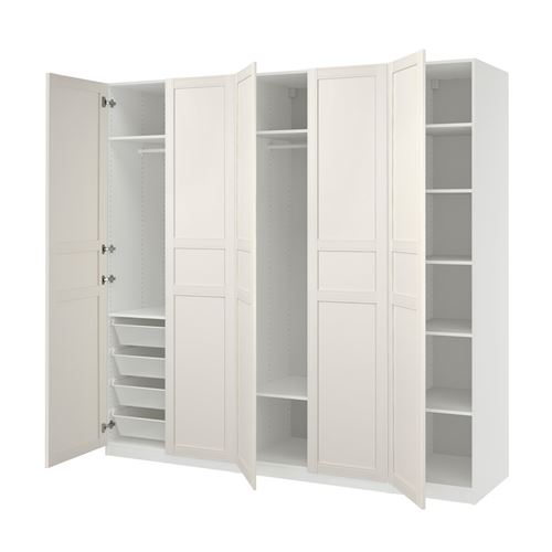 IKEA - PAX/FLISBERGET, PAX wardrobe, white/white, 250x60x236 cm