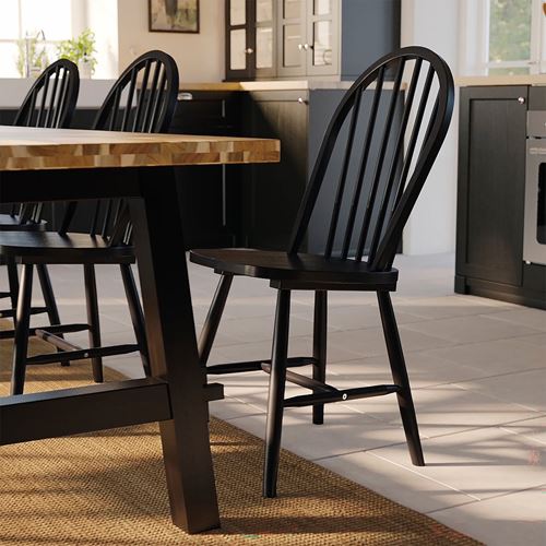 IKEA - SKOGSTA, mutfak masası takımı, akasya-siyah, 4 sandalyeli