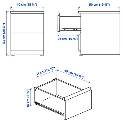 IKEA - STORKLINTA, bedside table, white, 40x50x53 cm