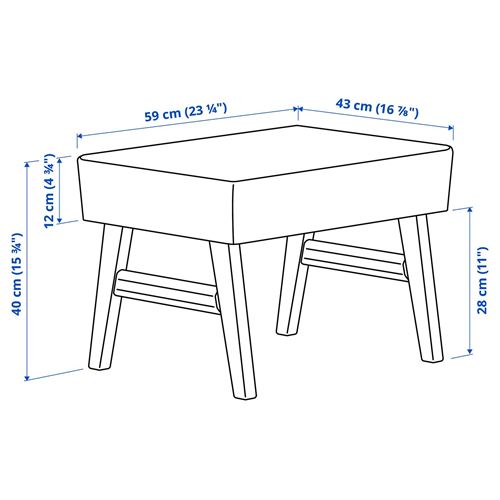 IKEA - EKENASET, footstool, walnut effect-kilanda light beige