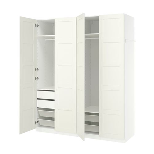IKEA - PAX/BERGSBO, PAX wardrobe, white/white, 200x60x236 cm